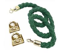 DECAKE Barrier Ropes, Twisted Post Wall Mounted, Hanging Stanchion Rope With 2 Pack Hooks Kits, Queue VIP(Green,1m/3.3ft/39in)