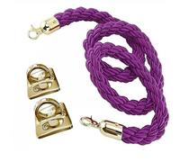 DECAKE Barrier Ropes, Twisted Post Wall Mounted, Hanging Stanchion Rope With 2 Pack Hooks Kits, Queue VIP(Purple,1.5m/5ft/59in)