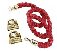 DECAKE Barrier Ropes, Twisted Post Wall Mounted, Hanging Stanchion Rope With 2 Pack Hooks Kits, Queue VIP(Red,1.7m/5.6ft/67in)