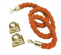 DECAKE Barrier Ropes, Twisted Post Wall Mounted, Hanging Stanchion Rope With 2 Pack Hooks Kits, Queue VIP(Orange,2m/6.6ft/79in)