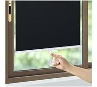 DECAKE Blackout Roller Shades No Drilling, Window Curtains with Suction Cups, Retractable Sunshade Blinds, 35/40/50/65/75/80cm Temporary Thermal Blinds,Black-55x100cm/22 * 39in