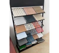DECAKE Building Material Sample Display Rack, Commercial Stone/Glass Sample Rack, Strong Load-Bearing Large Capacity Metal Porcelain Tile Sample Holder(Black,L(34.3inch/87cm))