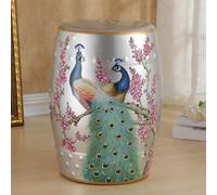 DECAKE Ceramic Decorative Garden Stool Hand-Painted Hollow Entryway Ottoman for Living Room Hallway Patio