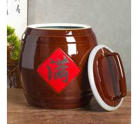 DECAKE Ceramic Rice Jar, Bucket with Lids, Classic Food Dispensers Airtight Storage Jars, Home Box, for Rice, Flour, Pet Food(48 * 38cm/18.9 15in)