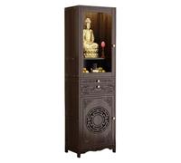 DECAKE Chinese Buddha Niche Altar Cabinet, Bamboo Shrine Table with Drawer, Personal Meditation Buddhist Prayer Stand, Home Incense (35x37x174cm/13.8"x14.6"x68.5")