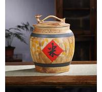 DECAKE Chinese Ceramic Rice Bucket, Grain Dispenser, Large Food Storage, Classic Jar,Ceramic Storage,Cereal Containers Storage,Ceramic Dispenser Container, Jar with Lid 5Kg