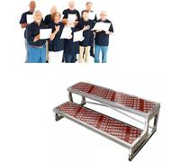 DECAKE Choir Singing Steps for Church, Choral Risers Commercial Portable, Group Photo Podium Staircase Ladder, Indoor & Outdoor Stage Platform(Red-2 Tiers,Length-70 7/8")