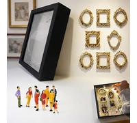 DECAKE DIY Mini Museum Silhouette Box, Personalized Photo Frame with Figurines and Gold Frames, Creative Memory Display for Home Décor black