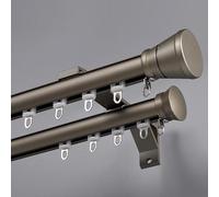 DECAKE Double Curtain Track, Wall Mounted Bay Window Pole Rod, Complete Kit with Brackets & Rings, Silent Aluminum Alloy Rail for Living Room Bedroom