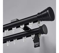 DECAKE Double Curtain Track, Wall Mounted Bay Window Pole Rod, Complete Kit with Brackets & Rings, Silent Aluminum Alloy Rail for Living Room Bedroom