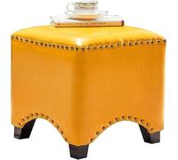DECAKE Foot Stool Ottoman Footrest Foot Stool Shoe Bench Wood Seat Living Room Home Leather Pier Solid Wood Square Sofa Stool(Color:Yellow) (null Yellow)