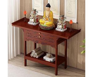 DECAKE Large altar table With Drawer and Shelf,Niche Display Stand, Ancestral Tablets Shelf Personal Shrine Altar Stand,Chinese Household meditation tables for Living Room, Bedroom Study