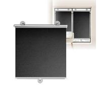 DECAKE Lightweight Blackout Shade for Bedroom Office Bathroom Roller Blind Matte Black Window Cover with Suction Cups Thermal Insulated UV Protection Cordless Wide 16'' 18'' 24'' 28'' 30''(23" x 48")