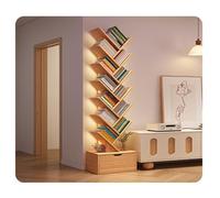 DECAKE Modern Tree Branch Bookshelf with Drawer for Living Room Bedroom Home Office Multi layer Floor Standing Bookcase nizer CDs Magazines and Books Narrow Utility Shelves (Warm Yellow)