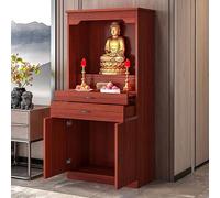 DECAKE Personal Shrine Altar Table, Meditation Prayer Table with Storage, Buddhist Stand Riser, Chinese Cabinet for Relaxation, Prayers(Red,80cm/31.5in)