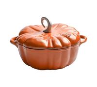 DECAKE Pumpkin Shape Cooking Pot Casserole with Lid and Handles, Cast Iron Dutch Oven, Non-Stick Stew Pot Soup Pot Halloween Cooking Pot Enamel Cookware Crock Pot for Soup Porridge Stew Gift 3.7L