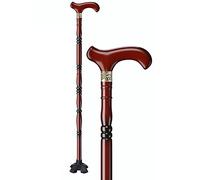 DECAKE Quad Cane For Men And Women Wooden Walking Stick Support Sticks Lightweight Aid Non-Slip Base Improves Safety (Color : Dark brown, Size 80cm)