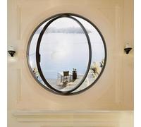 DECAKE Rotating Window with Metal Handle, Attic Kitchen Garage Ventilation As Replacement, Aluminum Alloy Frame 360° Center Around Round Window,Black 3,40cm/15.7in