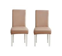 DECAKE Set of 2/4/6 Stretchable Faux Leather Dining Chair Covers Waterproof Oil-Proof Removable & Washable Khaki Color Perfect for Room Furniture Protection