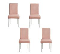 DECAKE Stretchable Waterproof Faux Leather Dining Chair Covers Set of 4 - Oil-Proof Washable Removable Perfect for Room Decor Elegant Pink Color