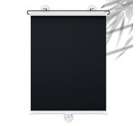 DECAKE Suction Cup Roller Blind,Blackout Blinds Thermal Insulated,30cm 40cm 45cm 50cm 60cm 80cm Wide Telescopic Blind,Portable Room Darkening Window Curtain for Bedroom,Black-68x190cm/27x75in