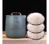 DECAKE Traditional/Vintage Blue Ceramic Rice Jar with Lid, Large-Capacity Pot, Food Airtight Storage Jars for Flour Soybeans