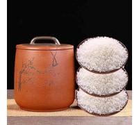 DECAKE Traditional/Vintage Ceramic Rice Container, Dispenser, Chinese Sealed Large-Capacity Pot, Food Airtight Storage Jars for Flour Soybeans