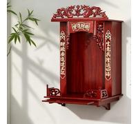 DECAKE Wall Mounted Desktop Buddhist Altar Cabinet with Free Bracket Retractable Tray Reversible Carved Top Wooden Pooja Mandir Butsudan Table(A,50CM/19.6IN)