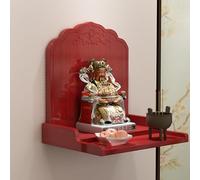 DECAKE Wall-Mounted Shrine Altar Table, Bamboo Prayer Buddhist Niche, Chinese Shelf, Buddha Platform with Storage, Meditation Altars Table for Small Spaces(Red,12.6x9.8x9.8in)