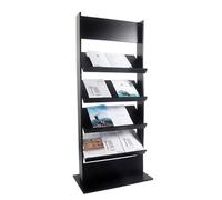 DECAKE Wooden 4 Tier Magazine Rack Floor Standing Brochure Display Stand for Newspapers and Magazines