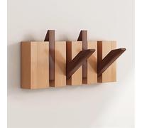 DECAKE Wooden Coat Rack - Wall Mounted Piano Style Hanger for Coats, Keys, Hats, Robes, and Towels Sturdy Walnut Finish Hook Organizer