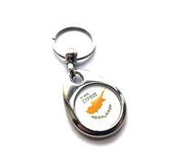 decal arts Cyprus National Flag Keyring Country metal Key Chain Patriotic Pendant Keychain for Men Women novelty gift present