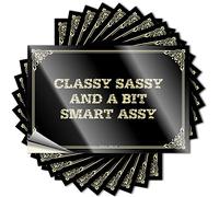 Decal Classy Sassy and A Bit Smart Assy Magnetic Bumper Durable Vinyl/New Driver for Car Metal Band - Stickers for Water Bottles Adult(12X18CM-2Pcs)