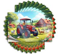 Decal Funny Stuff Peel and Stick - A Farmer Drives A Red Tractor On A Sunny Day, Surrounded By Sheep, Chickens Wall Accent Waterproof Vinyl for Adults(12X18CM)