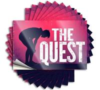 Decal Hat Scratch Resistant Decals, Cute Matte Print for Phone Case Free | Bedroom Stuff Uv Proof Pack A Silhouette of A Person Bending Over with The Words the Quest in Bold(8X12CM)