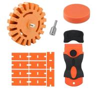 Decal Remover Eraser Wheel Kit, Rubber Eraser Wheel Flat Sponge Car Sticker Remover Kit Included Scraper Replacement Blades for Remove Foil Adhesive Residue Pinstriping Stickers (Ø100 mm)
