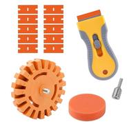 Decal Remover Eraser Wheel Kit, Toffee Wheel for Drill Included Scraper Replacement Blades Flat Sponge Rubber Eraser Wheel for Removing Glue, Sticker, Adhesive