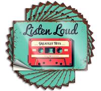 Decal Tumbler Scratch Resistant Decals, High Matte Print for Phone Case Adults | Spring Uv Proof Pack Listen Loud: Greatest Hits Tape(12X18CM)