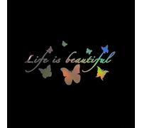 Decal with Life Is Beautiful Text for Rearview Mirrors on For Cars and Motorcycles Engineered to Resist Sun Water and Temperature Shifts (Gradient)