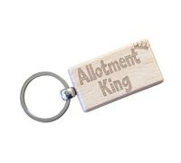 Decalarama Allotment Keyring Gift Allotment King Cute Engraved Wooden Key Fob Novelty Custom Gardening Present