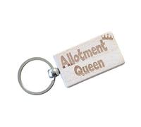 Decalarama Allotment Keyring Gift Allotment Queen Cute Engraved Wooden Key Fob Novelty Custom Gardening Present