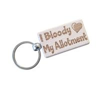 Decalarama Allotment Keyring Gift I Bloody Love/Heart My Allotment Cute Engraved Wooden Key Fob Novelty Custom Gardening Present