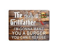 Decalarama BBQ Metal Sign Gift - The Grillfather I'm Going To Make You A Burger You Can't Refuse - Cute Fun Food Novelty Aluminium Present