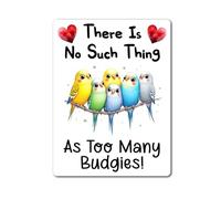 Decalarama Bird Metal Sign Gift - There's No Such Thing As Too Many Budgies - Cute Fun Novelty Aluminium Present