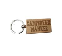 Decalarama Campervan Keyring Gift Campervan Wanker Cute Engraved Wooden Motorhome Key Fob Fun Novelty Nice Custom Present