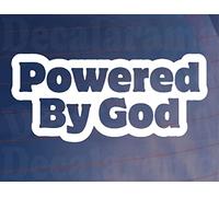 Decalarama Car Sticker POWERED BY GOD Religious Novelty Van Truck Window Bumper Boot Decal