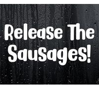 Decalarama Car Van Sticker Release The Sausages Novelty Nice Cute Bumper Door Two Tier Keir Labour Decal