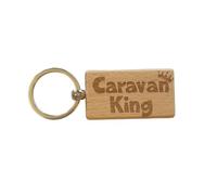 Decalarama Caravan Keyring Gift Caravan King Cute Engraved Wooden Key Fob Fun Novelty Nice Custom Present