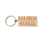 Decalarama Caravan Keyring Gift Caravan Wanker Cute Engraved Wooden Key Fob Fun Novelty Nice Custom Present