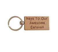Decalarama Caravan Keyring Gift - Keys To Our Awesome Caravan - Nice Cute Engraved Wooden Key Fob Novelty Custom Present